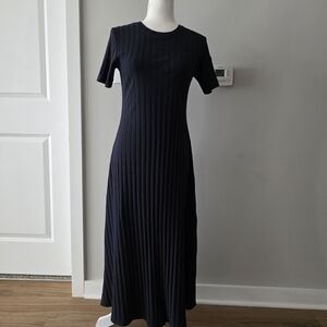 Zara Cotton Navy Blue Maxi Dress